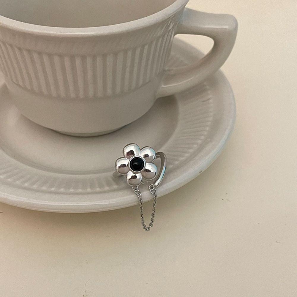 Nhẫn Hở Mạ Vàng / Bạc 2K Mặt Hình Hoa Đơn Giản Thời Trang Cho Nữ