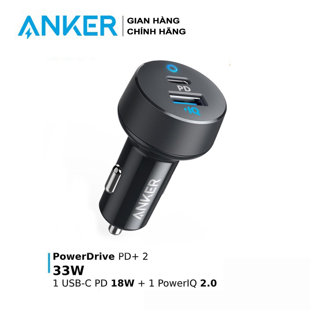 Sạc ô tô Anker PowerDrive PD+2 A2721 - 2 cổng, 33W