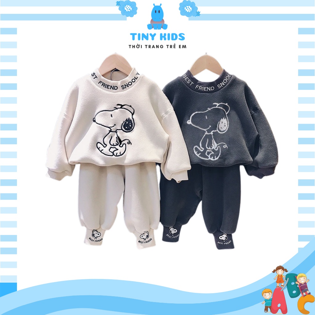 Quần áo thu đông bé trai, quần áo trẻ em thêu con vật TINY KIDS từ 6-27kg
