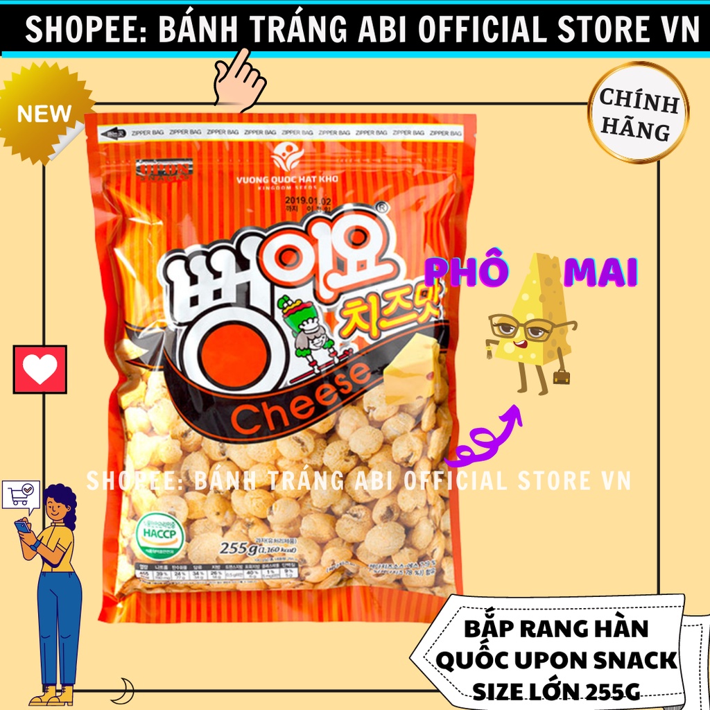 SNACK BẮP BỎNG NGÔ 2 VỊ UPON SNACK HÀN QUỐC GÓI LỚN 255G