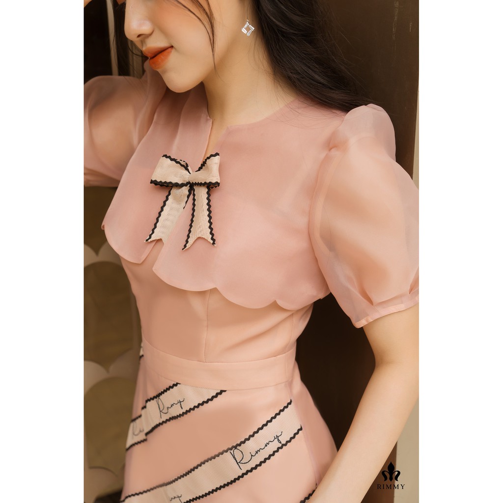 Đầm thiết kế be hồng Rimmy thêu hoạ tiết chất liệu cao cấp sang trọng đi tiệc đi chơi sang chảnh