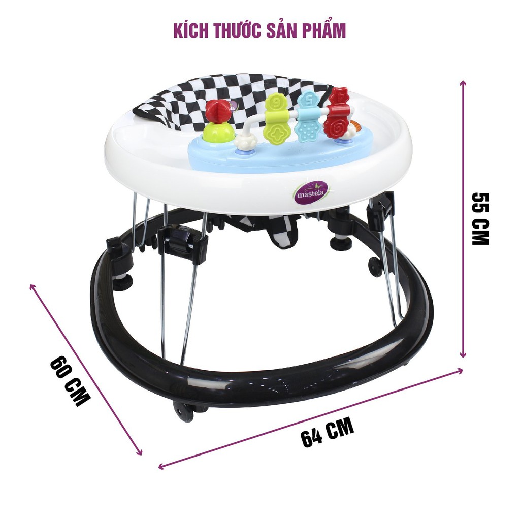 Xe tròn tập đi có đồ chơi và nhạc cho bé Mastela W2002 bánh xe cao su hãm  di chuyển theo quán tính siêu nhẹ xoay 360 độ | Shopee Việt Nam