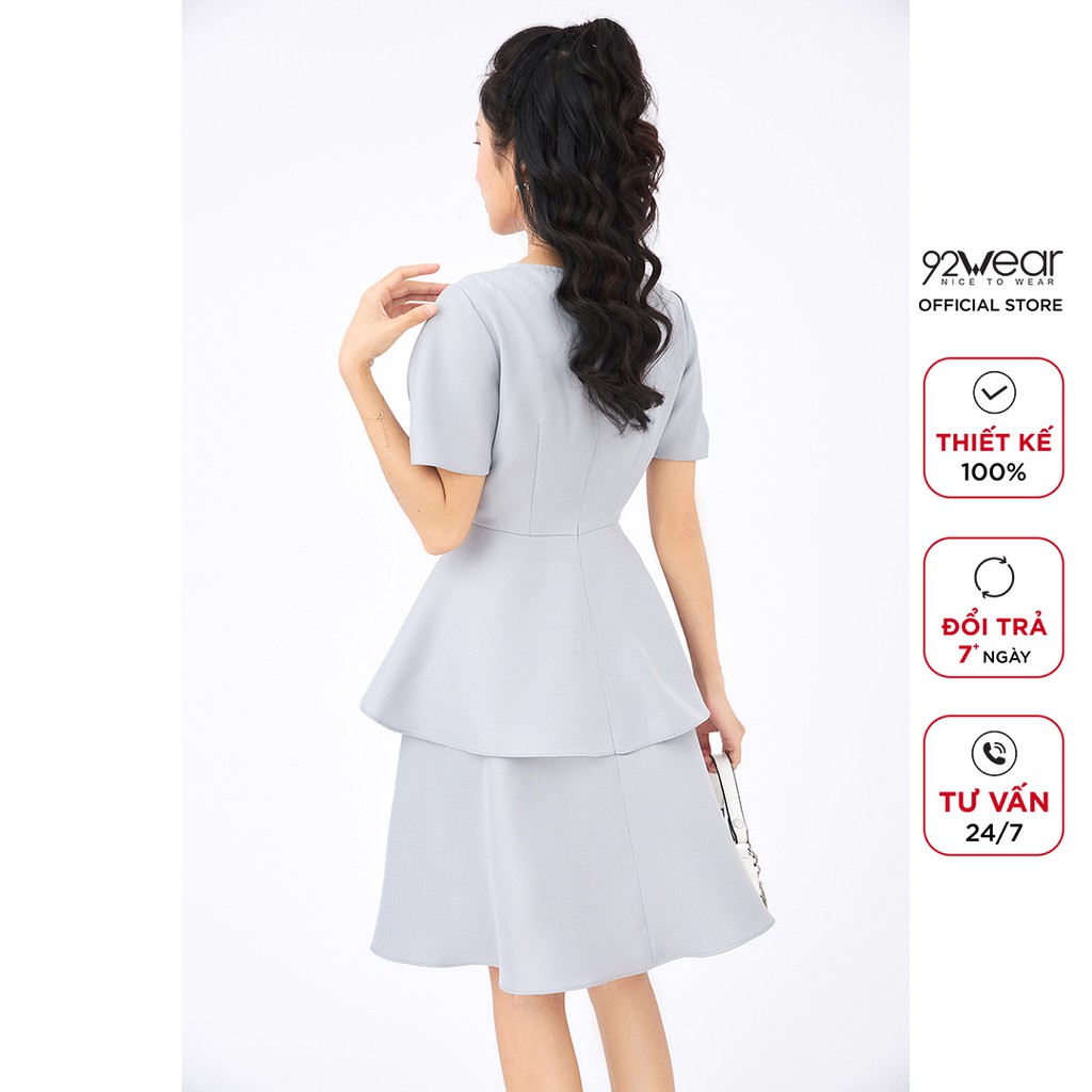 Đầm xòe 2 tầng 92WEAR váy công sở thanh lịch, tôn dáng phái đẹp DEW1088 | BigBuy360 - bigbuy360.vn