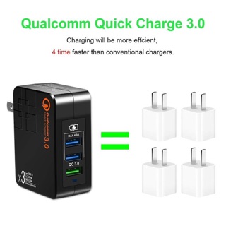 Dock sạc edata powerport speed 3 cổng 36w với 1 cổng qualcomm quick charge 3.0 -dc3652