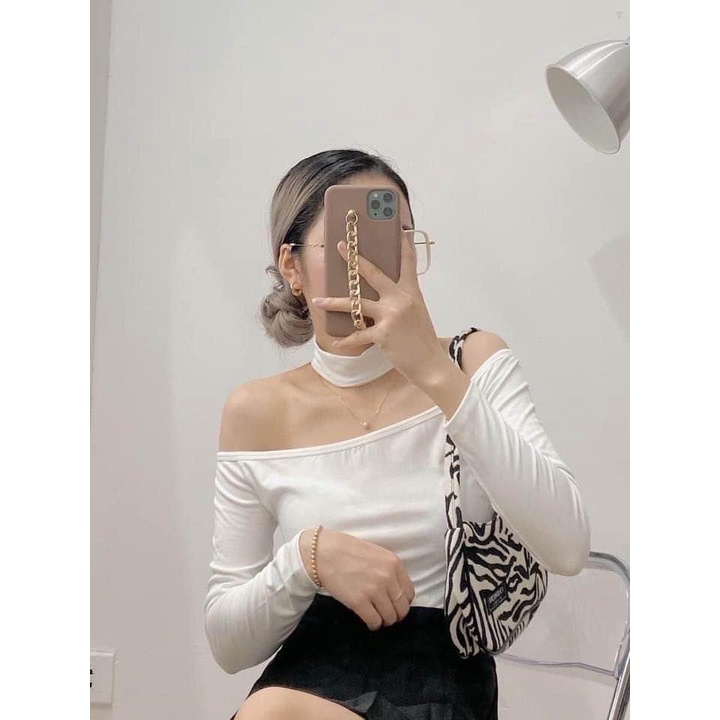 Áo bẹt vai kèm choker Áo co giãn tốt, chocker nhẹ nhàng cho các cô nàng cá tính ko kém kute lénnnnn Chẹt chy mà chinhh
