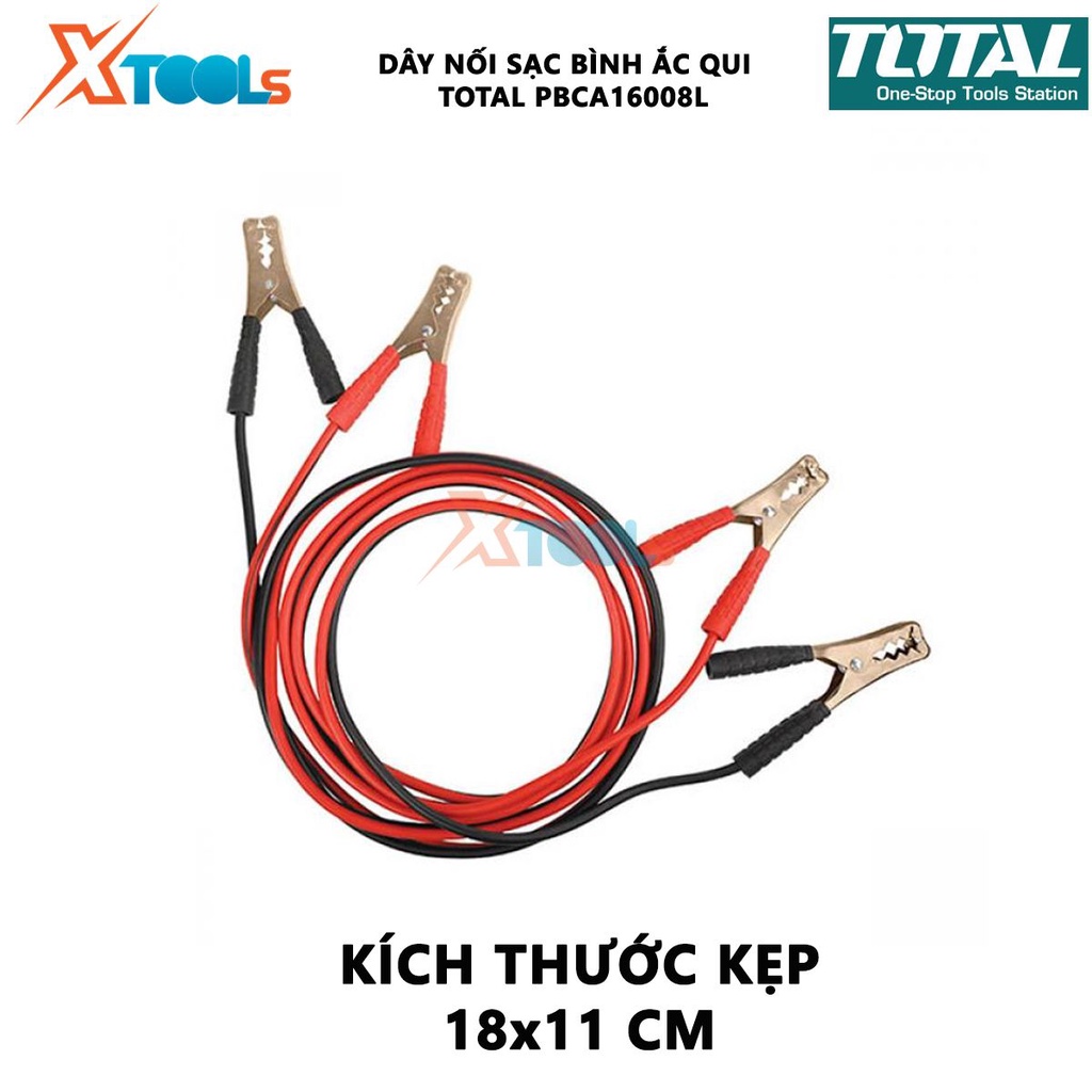 Dây cáp sạc bình ắc quy TOTAL PBCA16008L Dây câu sạc bình Dòng điện định mức: 600AMP Kích thước kẹp: 18x11cm nối sạc