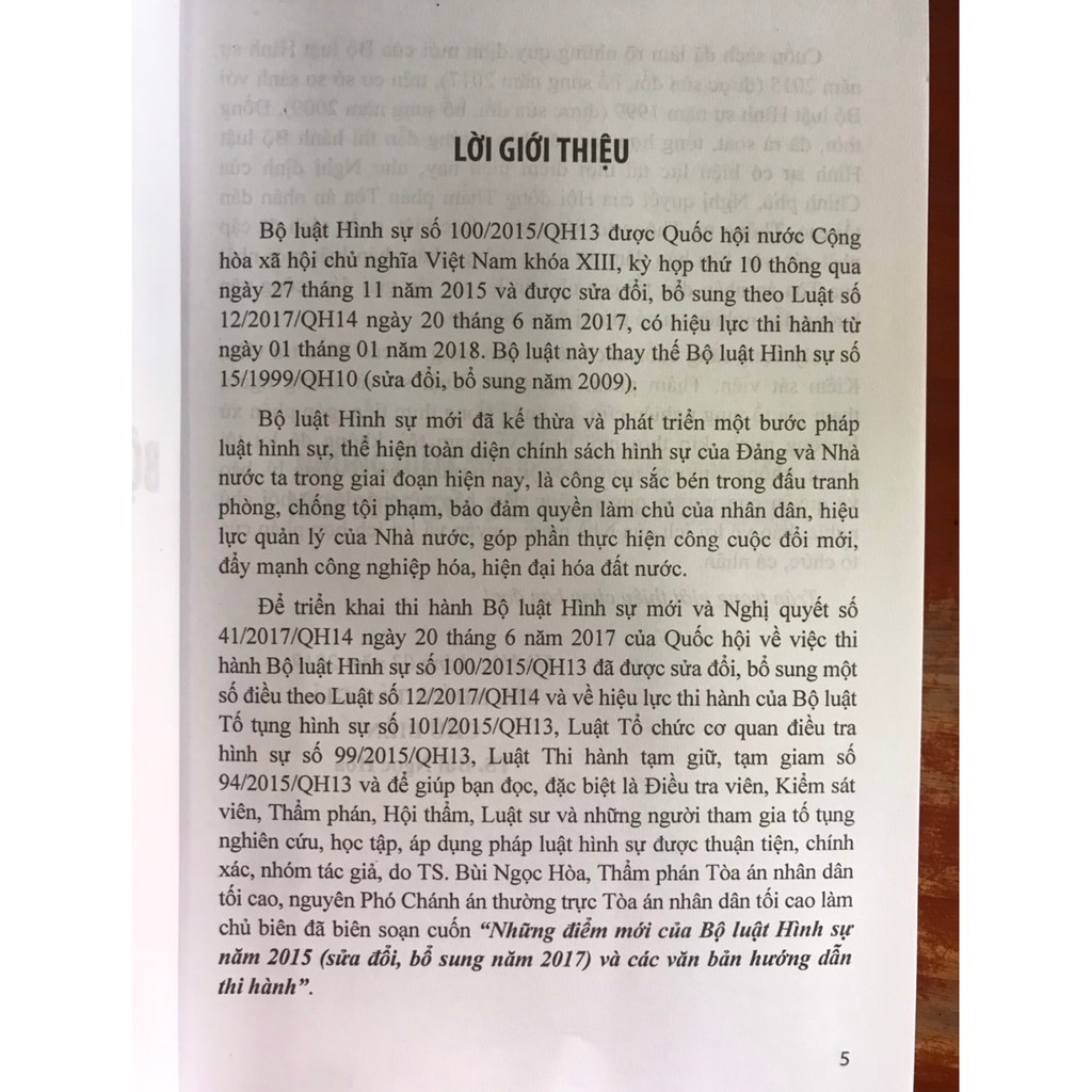 [ Sách ] những điểm mới của Bộ luật hình sự năm 2015 (sửa đổi bổ sung năm 2017) và các văn bản hướng dẫn thi hành