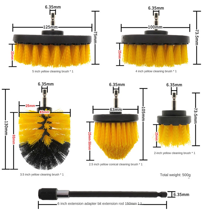 Set 6 Chổi Vệ Sinh Xe Hơi Chuyên Dụng