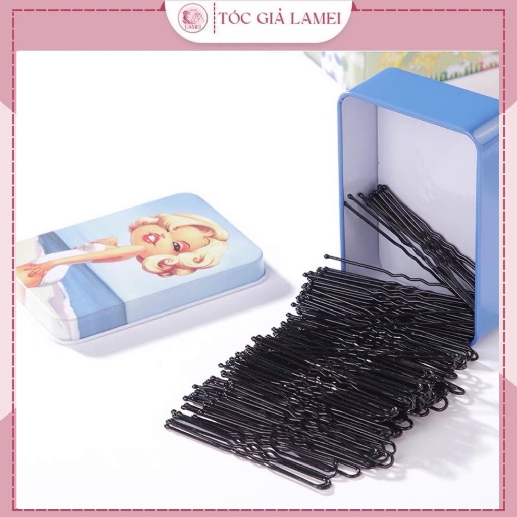 Set 100 Kẹp Tóc Màu Đen Bằng Thép Phong Cách Hàn Quốc Cho Nữ