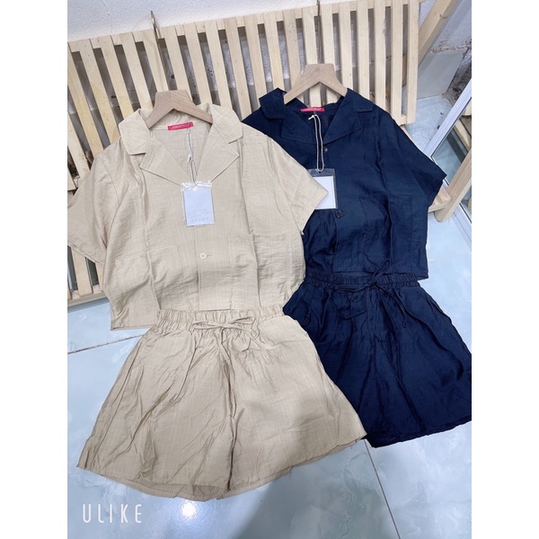 set đũi cổ vest dáng ngắn