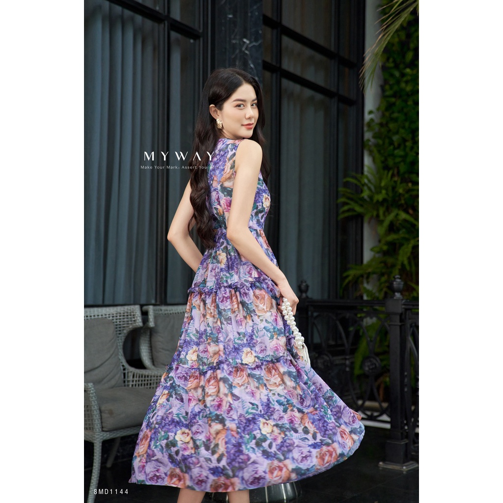 Đầm Maxi Nữ Thiết Kế MY WAY Họa Tiết Hoa Kín Lưng Sang Trọng 8MD1144