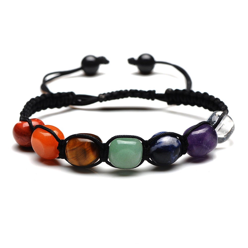 1 Pc Adjustable Natural Stone Reiki Healing Crystal 7 Chakra Yoga Braided Bracelet