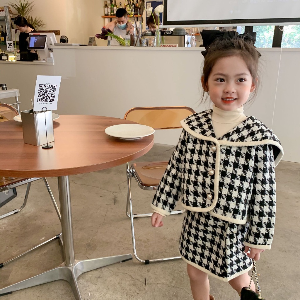 Set Áo Khoác Và Chân Váy Phong Cách Hàn Quốc Xinh Xắn Dành Cho Bé Gái