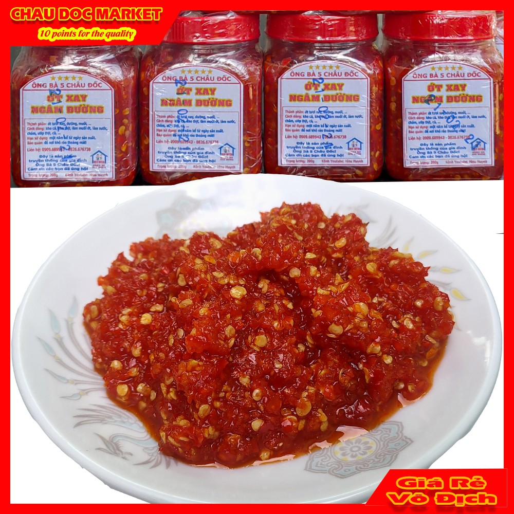 Ớt Ngâm Đường Siêu Cay Hủ 200gr Dùng Chế Biến Các Món Ăn Sản Phẩm Của Ông Bà 5 Châu Đốc.
