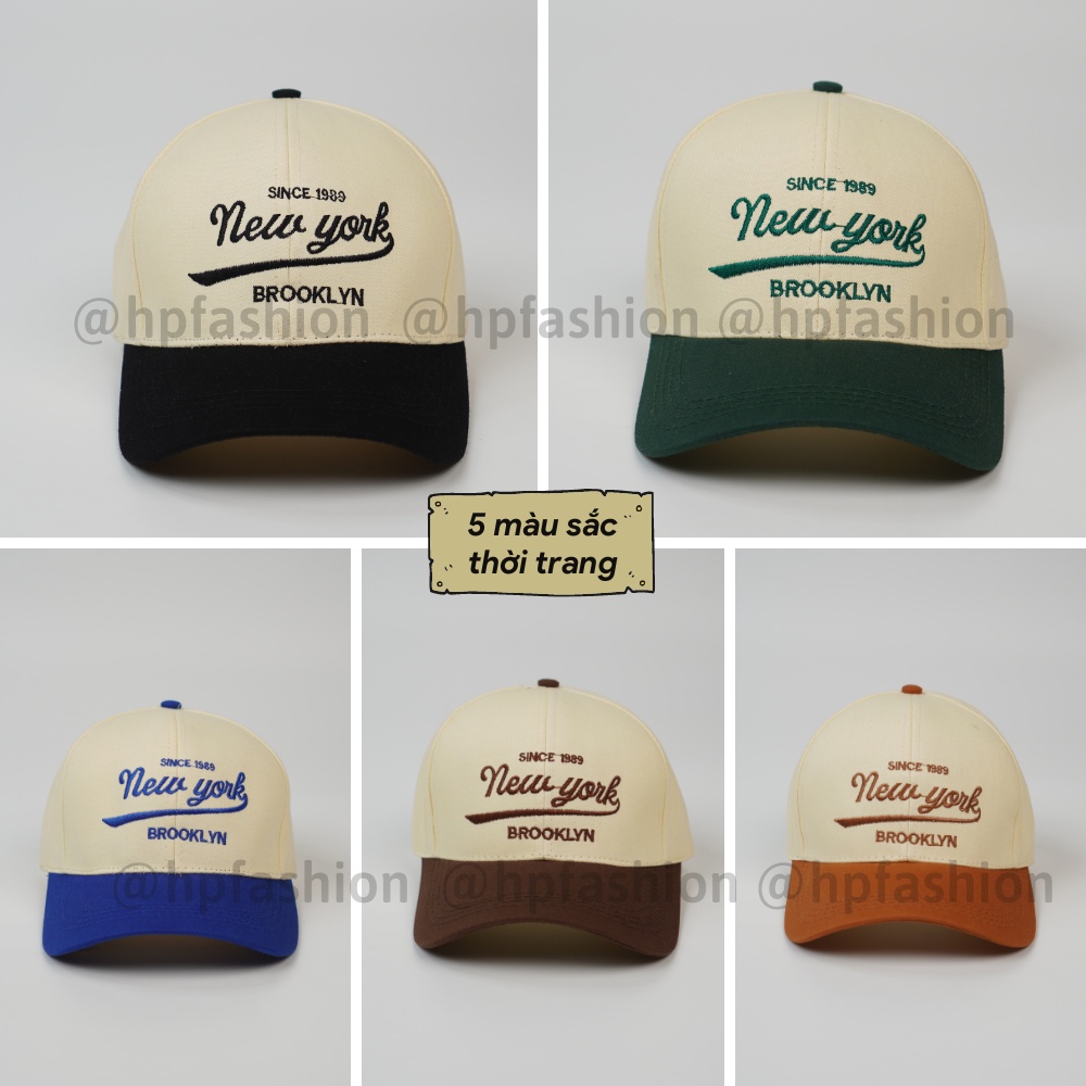 Mũ lưỡi trai ❤️ Nón kết phối màu thêu chữ NewYork Brooklyn chất kaki cao cấp form unisex nam nữ N89 - Happy Style