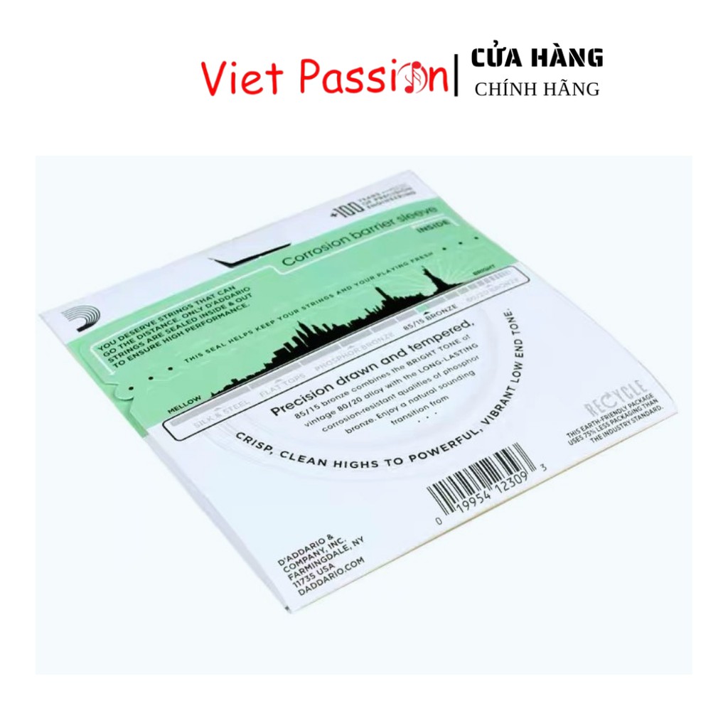 Dây đàn guitar acoustic D'addario EZ920 dây guitar sắt chất lượng Viet Passion