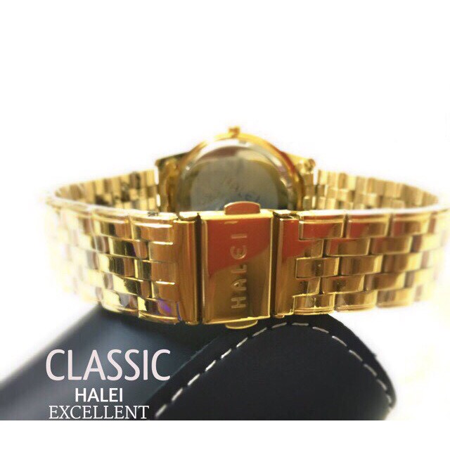 Đồng Hồ Nam, nữ HALEI HL01 Mặt trắng Dây Vàng Khung Thép Cao Cấp Thời Trang Nữ Cao Cấp (Tặng Vòng Tay Tỳ Hưu ) | BigBuy360 - bigbuy360.vn