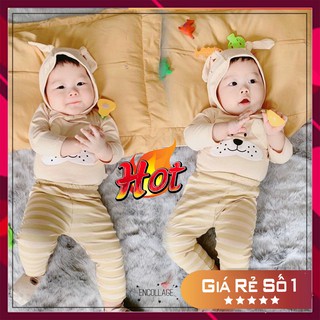 Bộ tai thỏ thu đông 🔥 SIÊU DỄ THƯƠNG🔥 Cho bé trai bé gái MINKY MOM đồ bộ dài tay trẻ em kèm mũ nón 100% chất thun lạnh