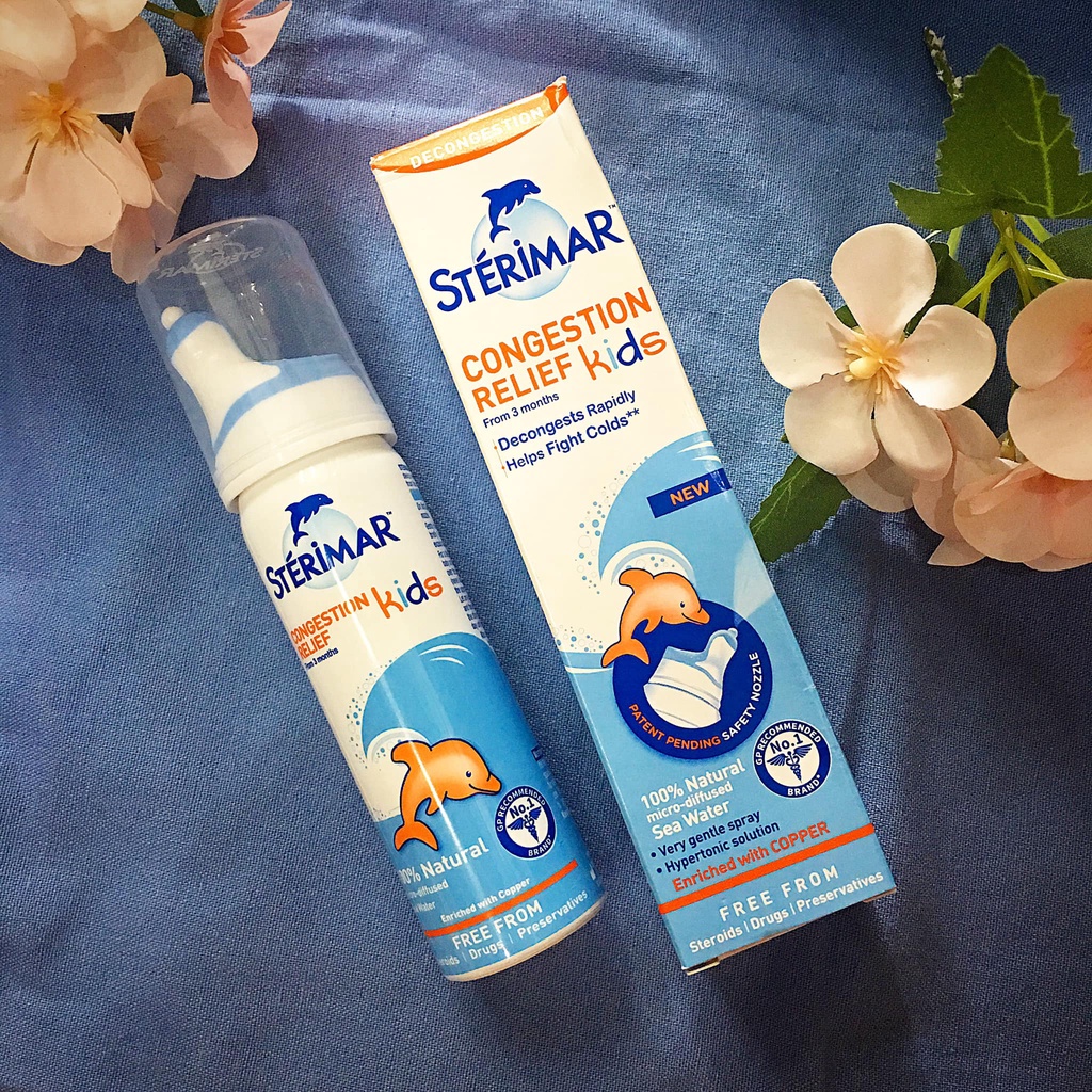 Xịt mũi Sterimar nước biển sâu xịt mũi cá heo vàng, cam Sterimar pháp 100ml cho bé từ sơ sinh