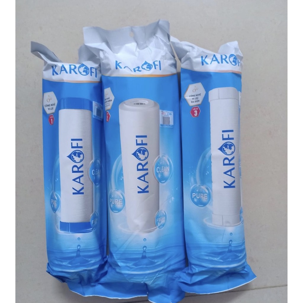 COMBO LÕI LỌC NƯỚC 123 KAROFI ,LÕI LỌC THÔ 10in DÙNG ĐƯỢC CHÔ TẤT CẢ MÁY LỌC NƯỚC GIA ĐÌNH