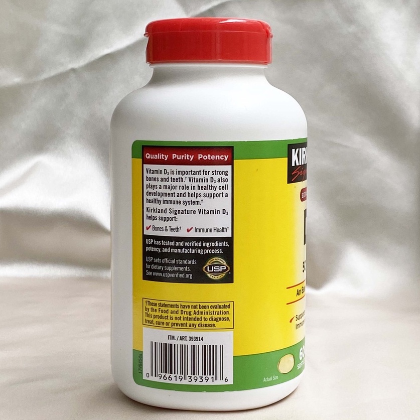 Viên uống bổ sung vitamin D3 Kirkland D3 50mcg (2000IU) 600 viên