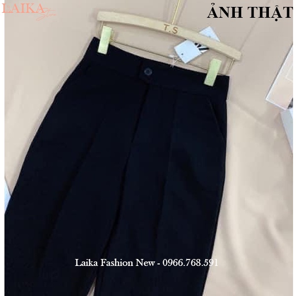 Quần baggy nữ cạp cao đi học làm công sở cúc lệch form rộng dáng quần tây nữ lưng cao đi học vải Vitex mềm co giãn nhẹ