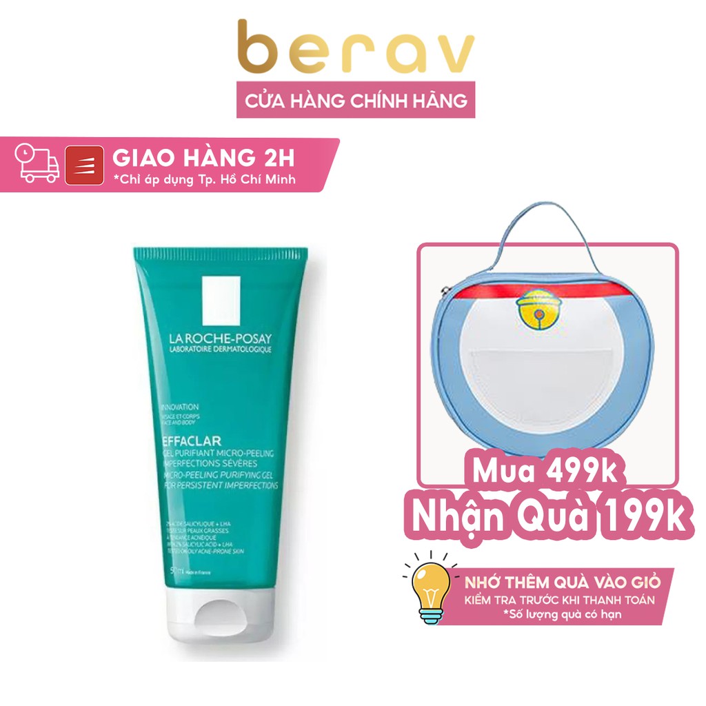 [50ml] Gel RỬA MẶT và TẮM 2 trong 1 Effaclar MICRO - PEELING Purifying La Roche Posay 50ml