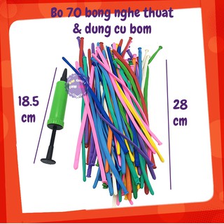 Bộ 70 bong bóng dài tạo hình nghệ thuật Thái Lan & dụng cụ bơm cho bé