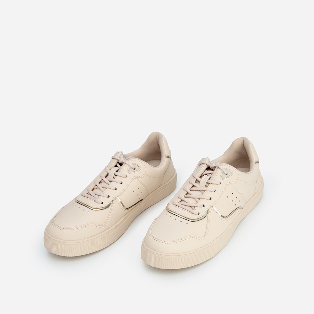 Vascara Giày Sneaker Viền Chỉ Nổi Phối Metallic - SNK 0044 - Màu Be