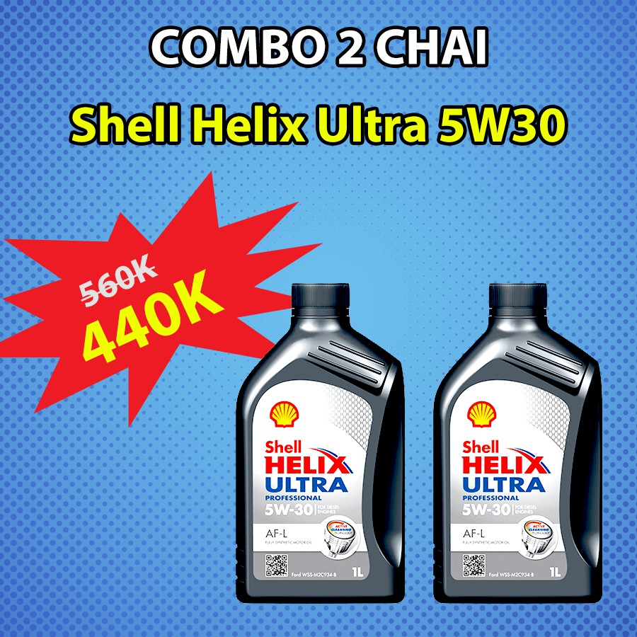 Combo 2 chai nhớt xe tay ga Shell Ultra Helix 5w30