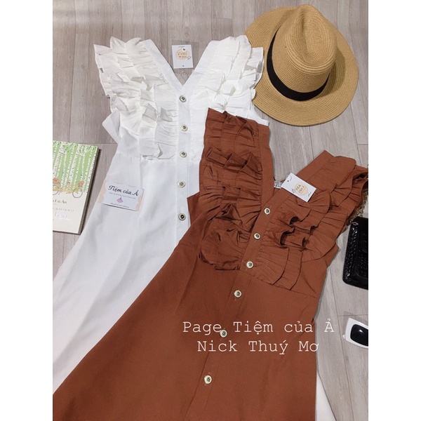 Váy thiết kế cổ bèo tiểu thư kèm ảnh thật (váy 2 kiểu, 1 kiểu k tay và 1 kiểu có tay) | BigBuy360 - bigbuy360.vn