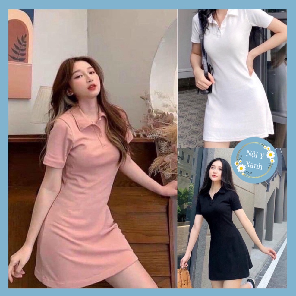 đầm polo dáng suông - váy xuông cổ sơ mi chất cotton co dãn phong cách trẻ trung năng động cá tính nội y xan