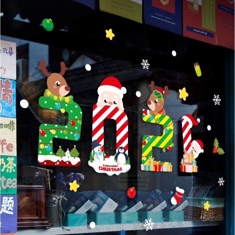 Decal trang trí Noel Hít Tĩnh Điện - 2021 tuần lộc cùng noel