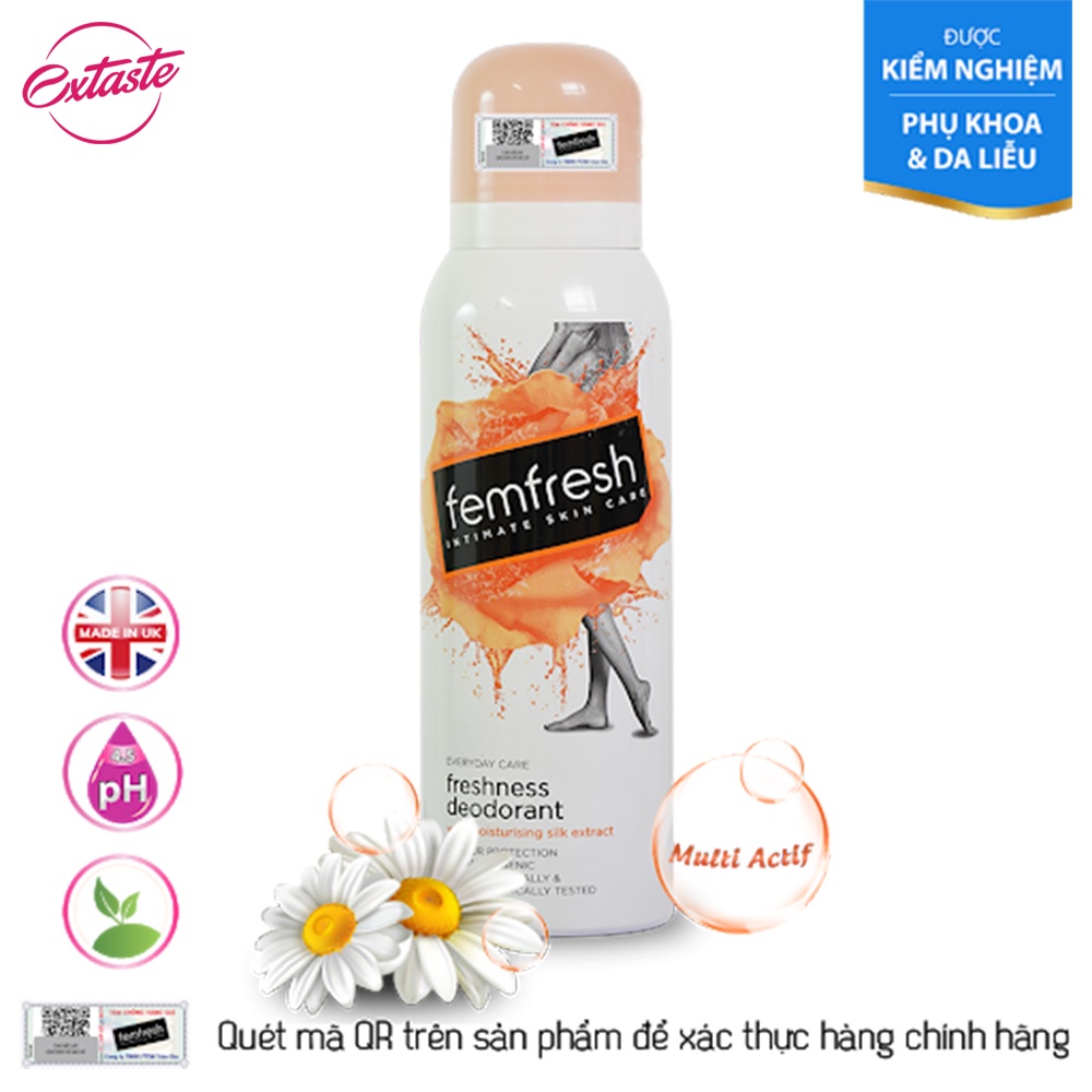 Xịt khử mùi thơm mát vùng kín Femfresh 125ml Freshness Deodorant Spray lưu hương suốt 24h