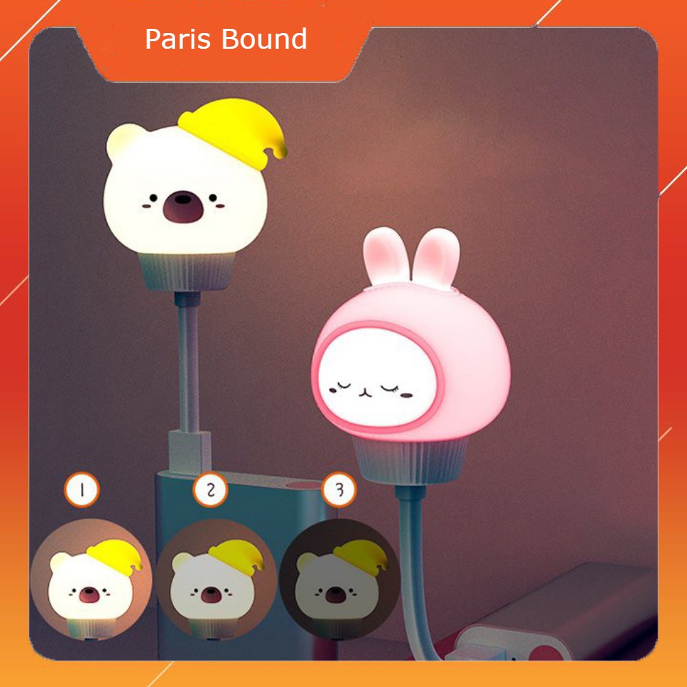 Đèn Ngủ Mini Hình Gấu Thỏ Cute Dễ Thương Đầu Cắm Usb Cực Thông Minh với Điều Khiển Từ Xa - ParisBound