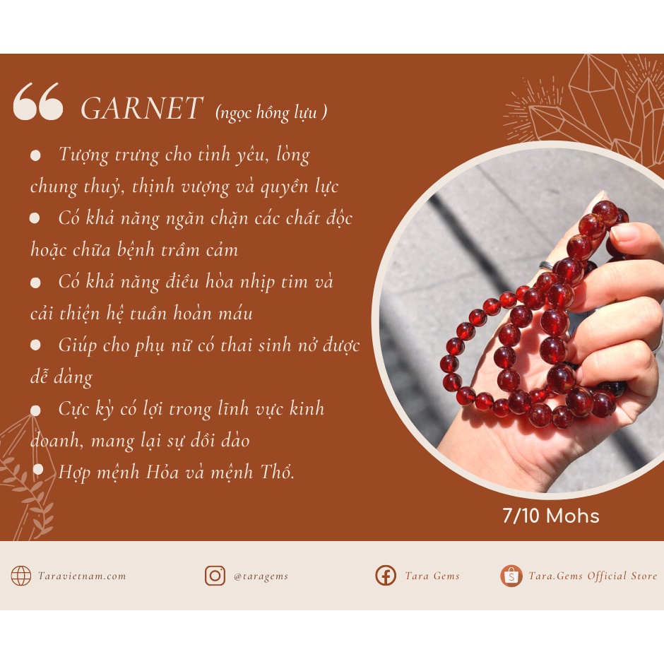 Vòng tay Tara Gems - Vòng Garnet thô tình duyên, may mắn tốt cho phái nữ
