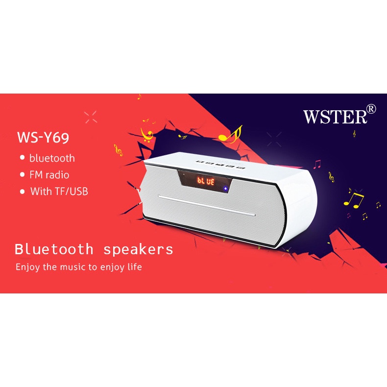 Ở NHÀ KHÔNG QUẠO - Loa bluetooth WSTER WS-Y69B - 1 đổi 1 - bao test 7 ngày - 1 ĐỔI 1