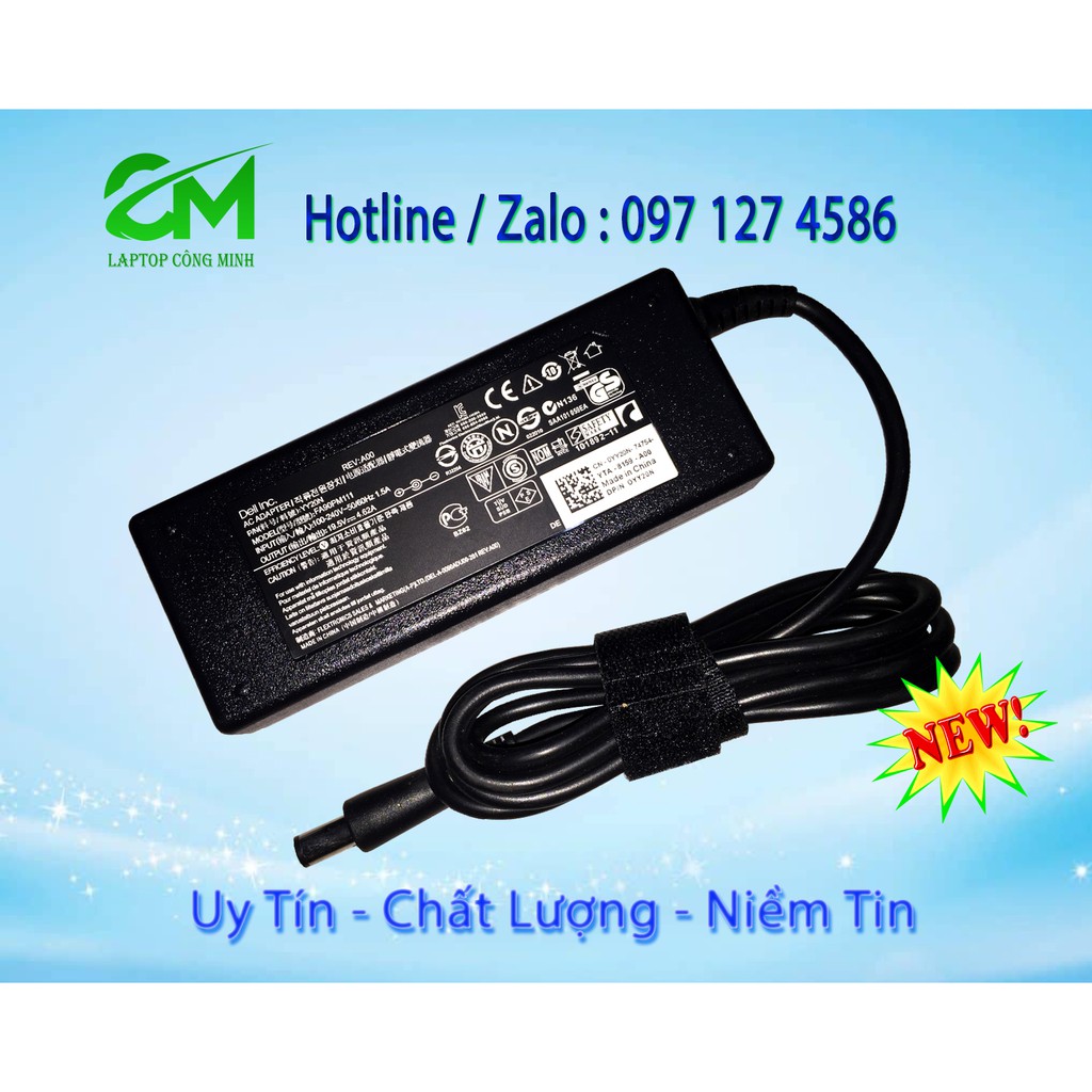 Sạc Laptop Dell Chân Kim To Zin Chính Hãng 19,5V ~ 4,62A - Bảo Hành 12 Tháng