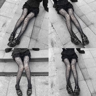 Quần tất lưới hoạ tiết mạng nhện phong cách gothic