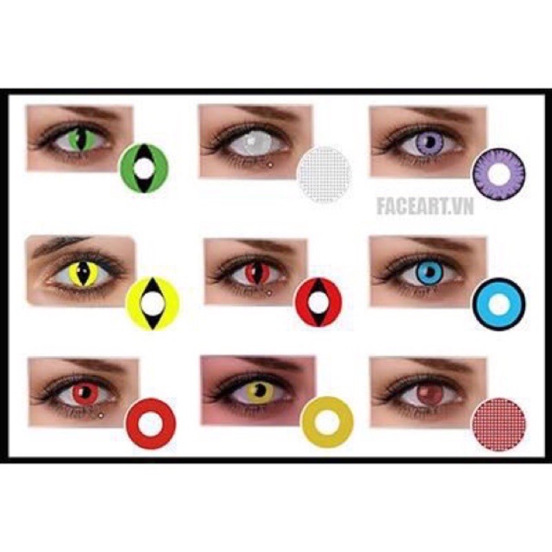 CONTACT LENS COSPLAY - Lens Lưới Trắng / Đỏ / Hồng / Xanh lá/ Xanh Dương - kính áp tròng màu - Lén halloween