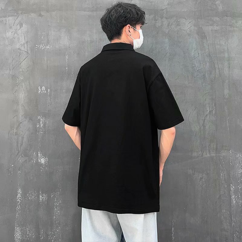 Áo thun polo tay ngắn dáng rộng phong cách Hàn Quốc cho nam