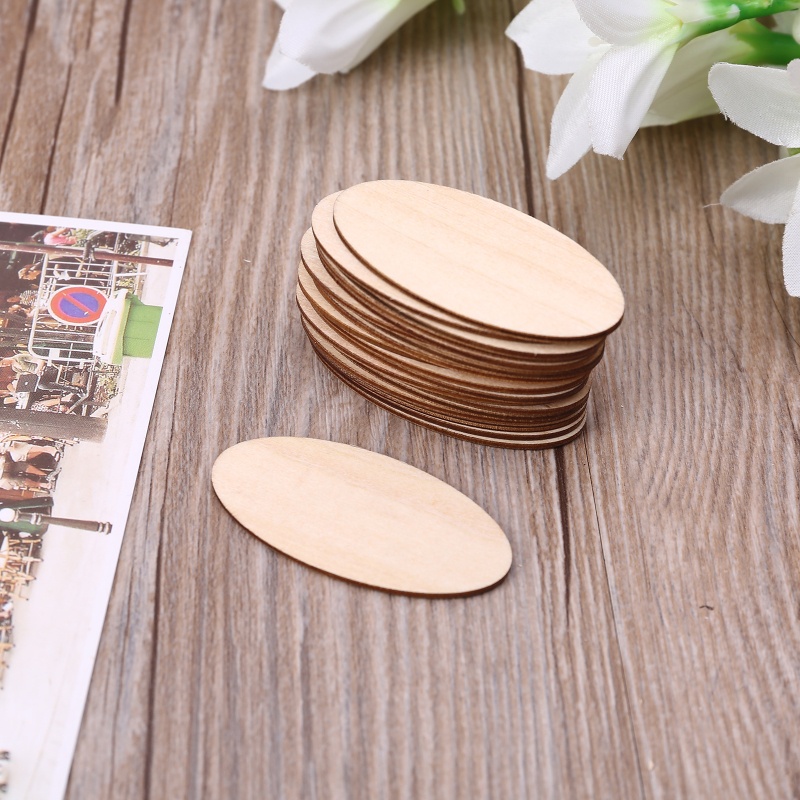 10/20/30 Miếng Gỗ Hình Oval Chưa Hoàn Thành Cho Trang Trí Sổ Tay