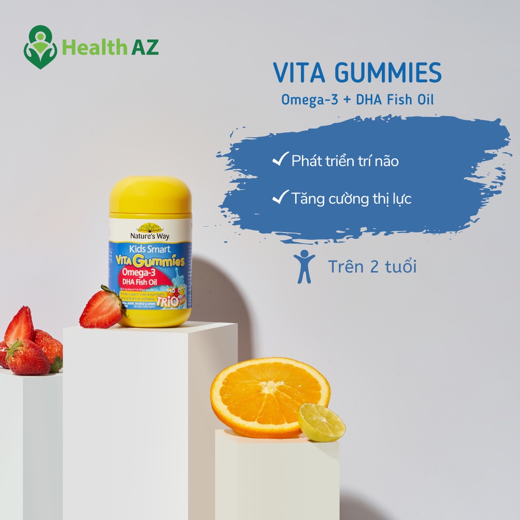 Kẹo Dẻo Dầu Cá Vị Trái Cây Trẻ Em NATURE'S WAY Tốt Cho Não Bộ Và Mắt, Hộp 60 Viên