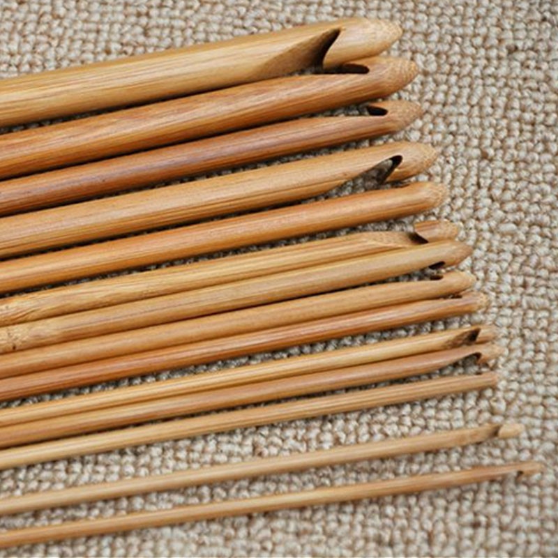 Bộ 12 kim đan móc bằng tre kiểu dáng thời trang