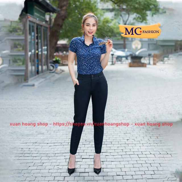 Áo Sơ Mi Nữ Công Sở Tay Ngắn, Kiểu Cộc Tay Mc Fashion Màu Trắng, Xanh Đen Tím Than, Vàng, Chất Vải Mát, Size Đủ A638