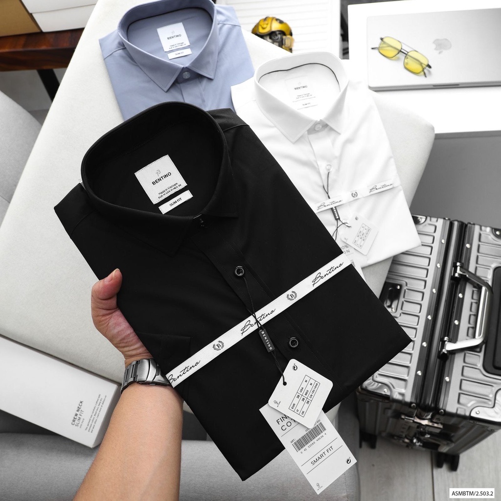 Áo sơ mi nam ngắn tay BT viền phối, form slimfit chất vải cotton vs poly chống nhăn tuyệt đối thấm hút mồ hôi, Hàng VNXK