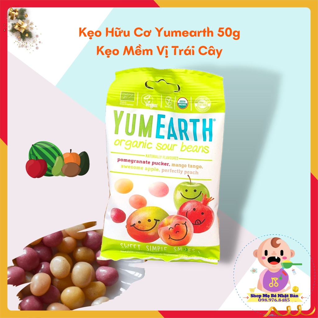 Kẹo Hữu Cơ Yumearth 50g Vị Trái Cây| Kẹo  Organic Cho Bé