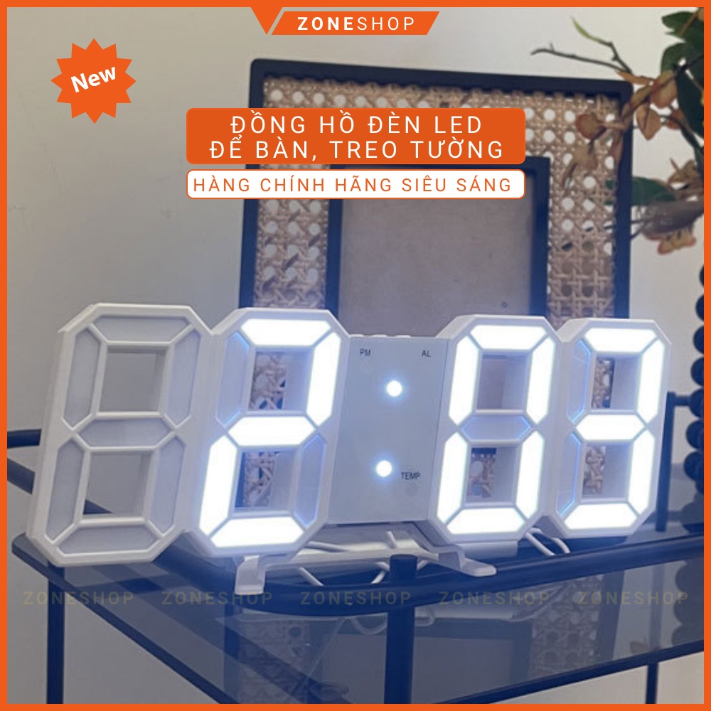 Đồng Hồ LED 3D Để Bàn, Treo Tường Thông Minh ZONEHOUSE Smart Clock Với Chức Năng Báo Thức, Nhiệt Độ, Cảm Biến [ZONESHOP]