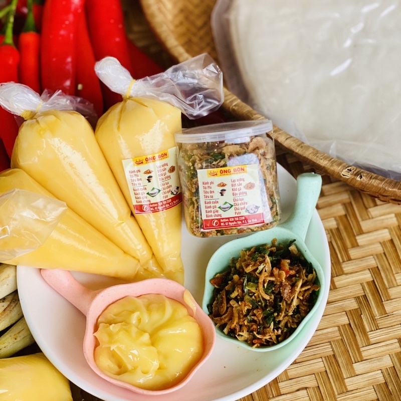 Combo Bơ Vàng 100g + 120ml Muối Tôm Hành Phi - Tặng 70g Bánh Tráng Tôm Phơi Sương