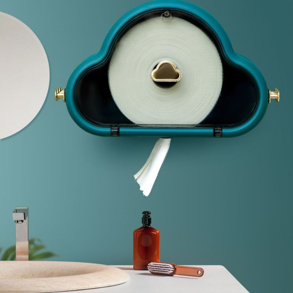 Hàng Sẵn Hộp Đựng Khăn Giấy - Kệ Đựng Mỹ Phẩm Treo tường Hình Đám Mây Không thấm nước Siêu Xinh cho phòng tắm【Tennessee052】